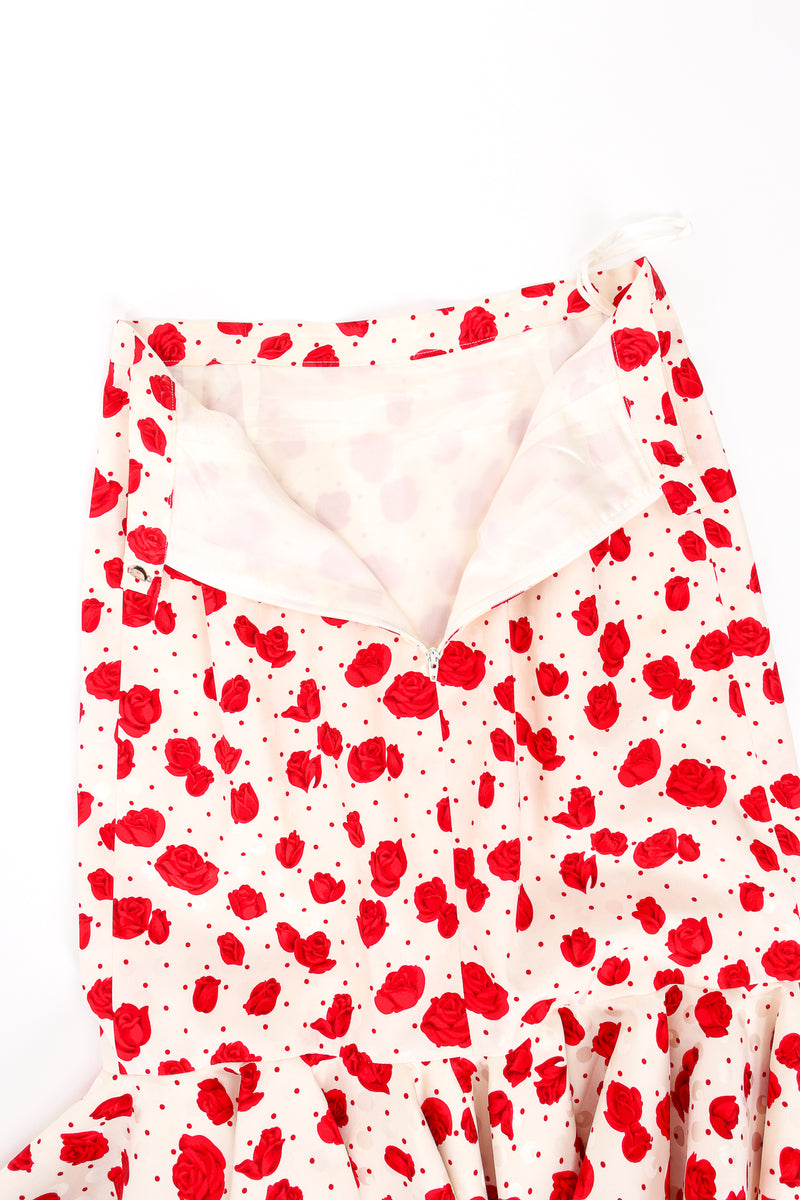 Vintage Raul Blanco Rose Print Peplum Jacket & Skirt Set skirt lining at Recess LA