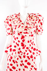 Vintage Raul Blanco Rose Print Peplum Jacket & Skirt Set on Mannequin front crop at Recess LA