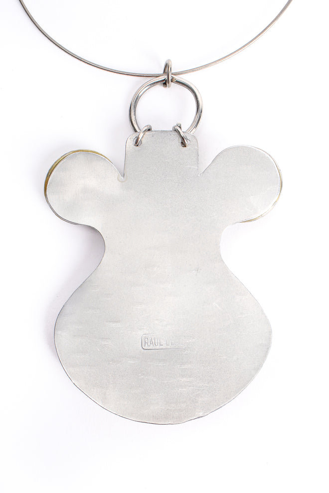 Vintage Raul Leal Coral Plate Pendant Collar backside at Recess Los Angeles
