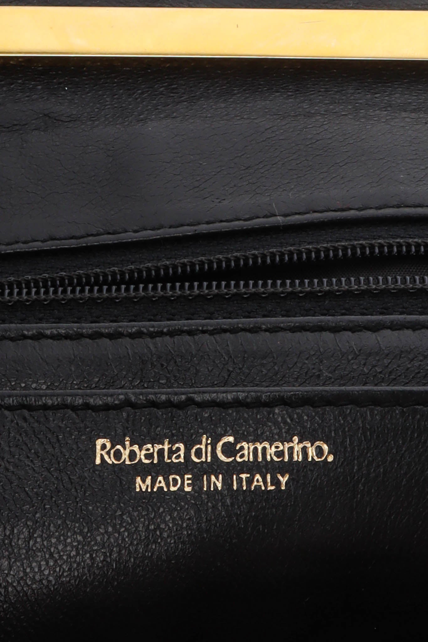 Vintage Roberta di Camerino Block-Striped Velvet Frame Bag signature at Recess Los Angeles