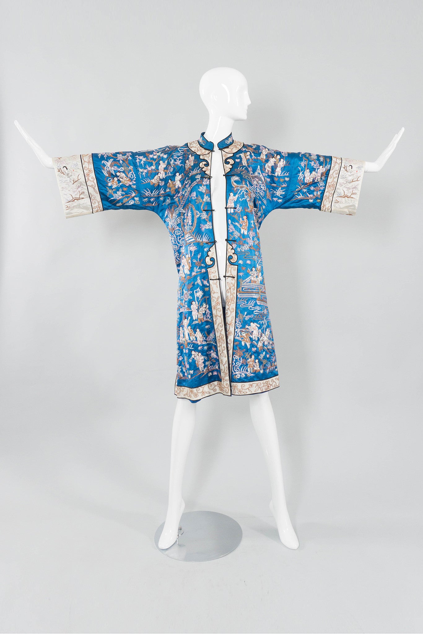 Chinese Metal Embroidered Village Robe Open Front