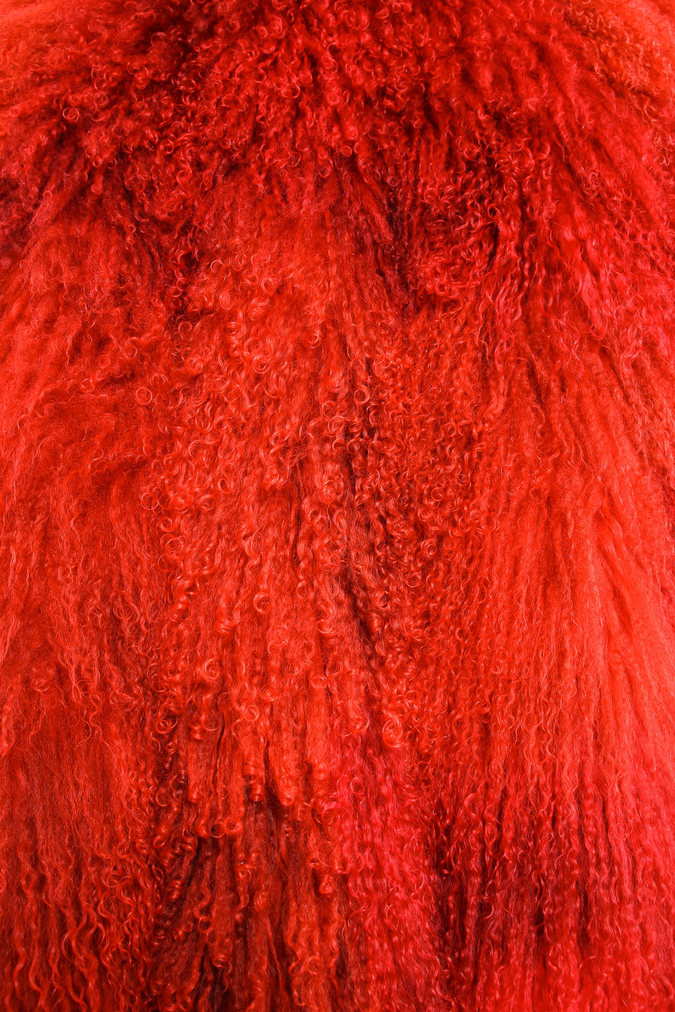 Vintage Evans Red Mongolian Fur Shawl Collar Coat fur texture at Recess Los Angeles