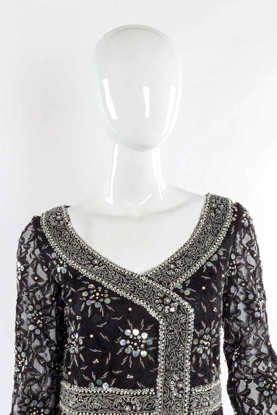 Vintage beaded and sequin lace set top close-up. @recessla