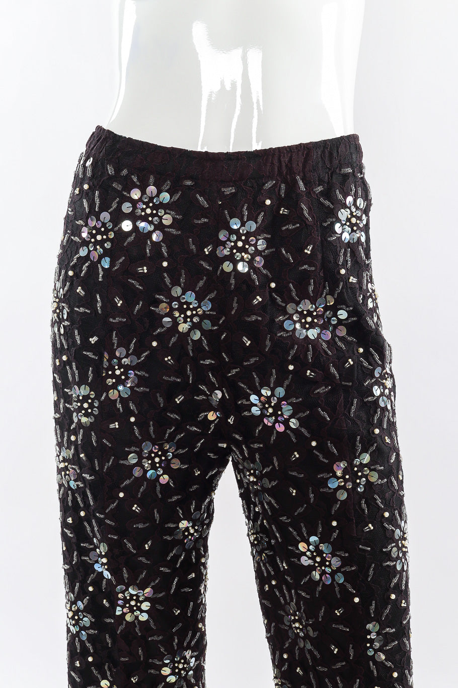 Vintage beaded and sequin lace set pants close-up. @recessla