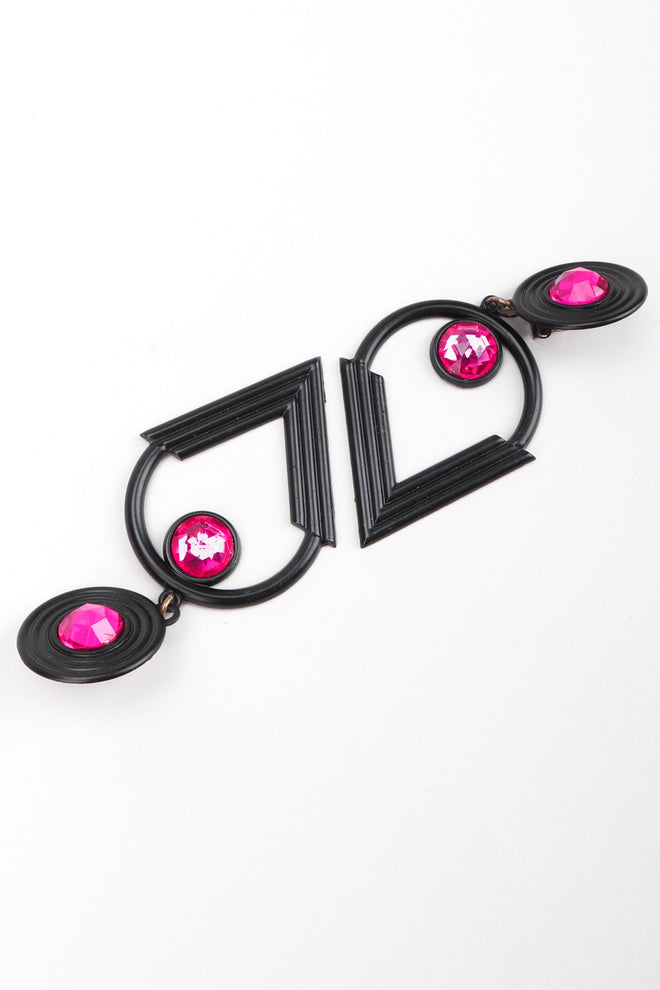 Recess Los Angeles Vintage Remy Dis Fuchsia Crystal Circle Point Drop Earrings