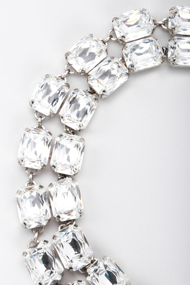 Vintage Rena Lange Beveled Crystal Choker Silver Collar Box Clasp
