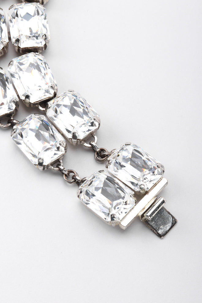 Vintage Rena Lange Beveled Crystal Choker Silver Collar Box Clasp