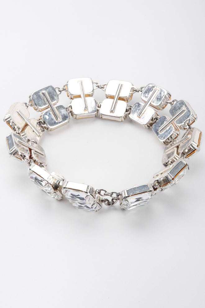 Vintage Rena Lange Beveled Crystal Choker Silver Collar Box Clasp