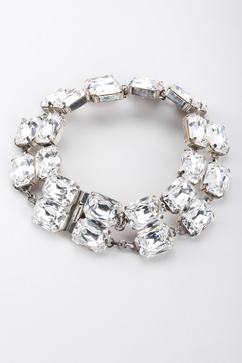Vintage Rena Lange Beveled Crystal Choker Silver Collar Box Clasp