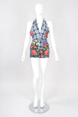 Recess Los Angeles Designer Consignment Vintage Rena Lange Four-Piece Floral Plaid Phumzile Mlambo-Ngcuka Portrait Ensemble