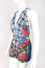 Recess Los Angeles Designer Consignment Vintage Rena Lange Four-Piece Floral Plaid Phumzile Mlambo-Ngcuka Portrait Ensemble