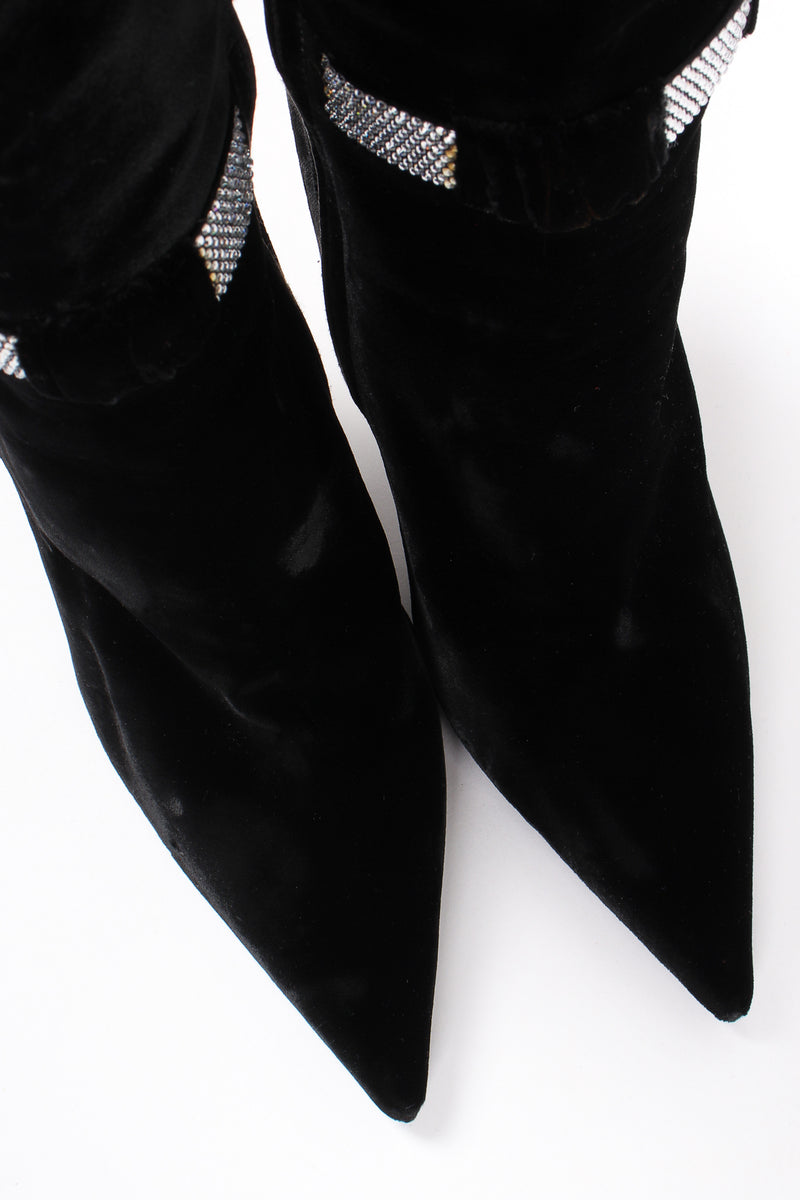 Vintage Rene Caovilla Tall Velvet Rhinestone Boots toes at Recess Los Angeles