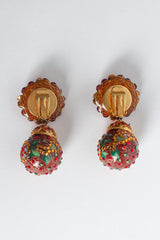 Vintage Floral Cloisonné Rhinestone Drop Earrings back @ Recess LA