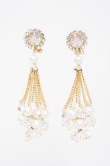 Vintage Unsigned Pearl Cluster Drop Earrings