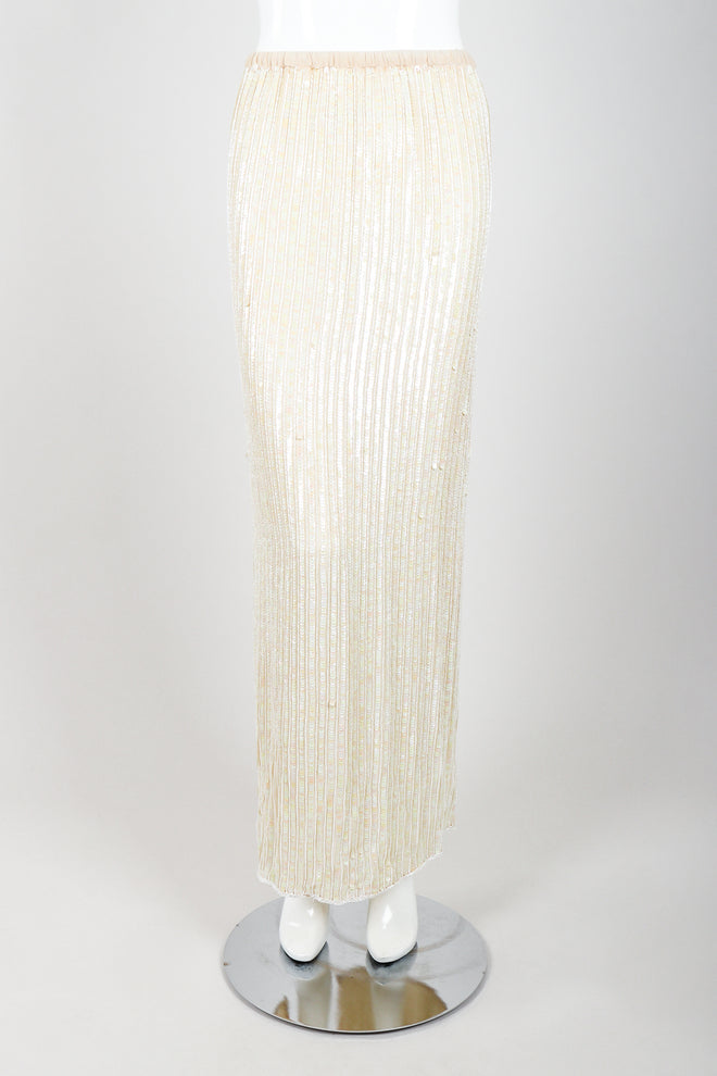 Vintage Riazee Beaded Applique Bridal Wedding Skirt Set on Mannequin front at Recess