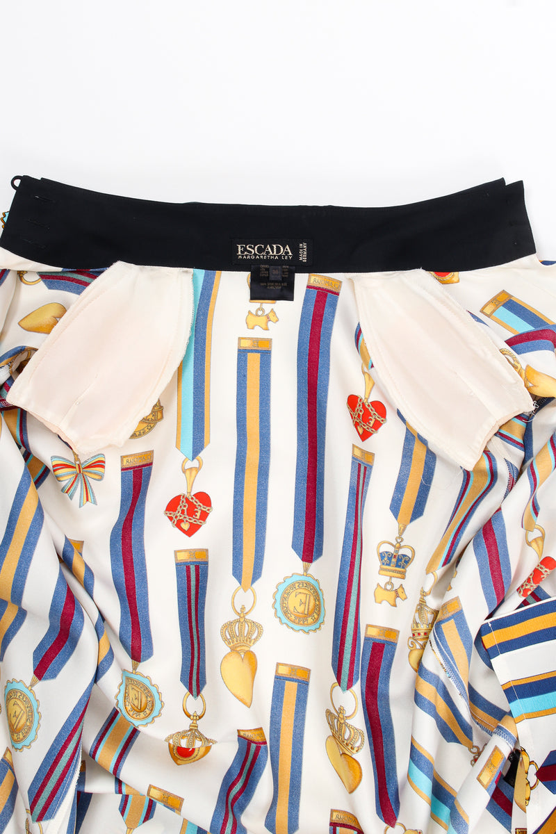 Vintage Escada Glamour Medals of Honor Print Blouse flat inside at Recess Los Angeles