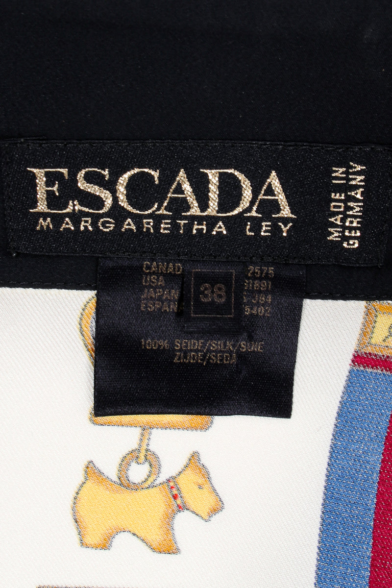 Vintage Escada Glamour Medals of Honor Print Blouse label at Recess Los Angeles