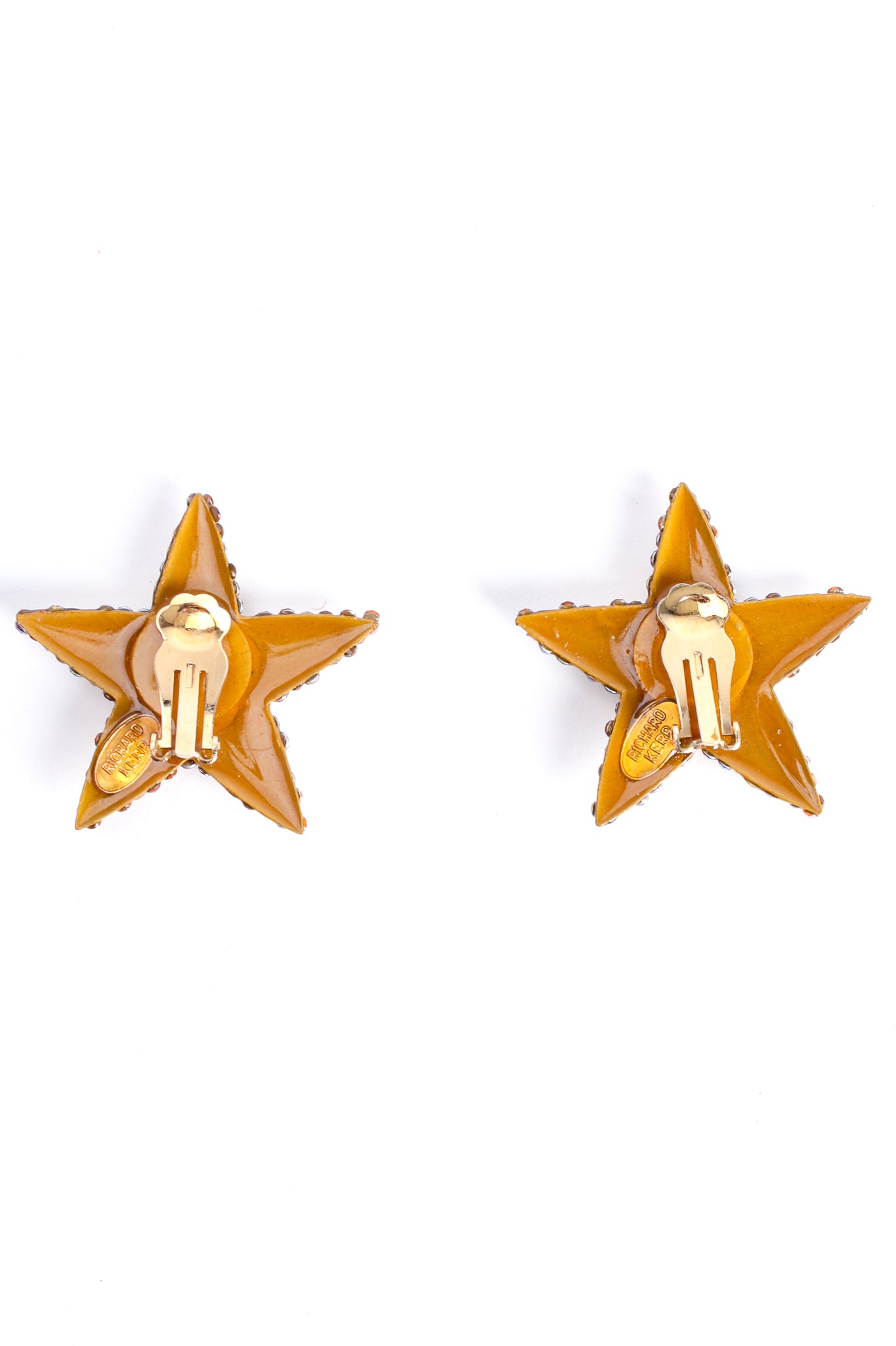 Vintage Richard Kerr Iridescent Crystal Shining Star Earrings backside at Recess Los Angeles