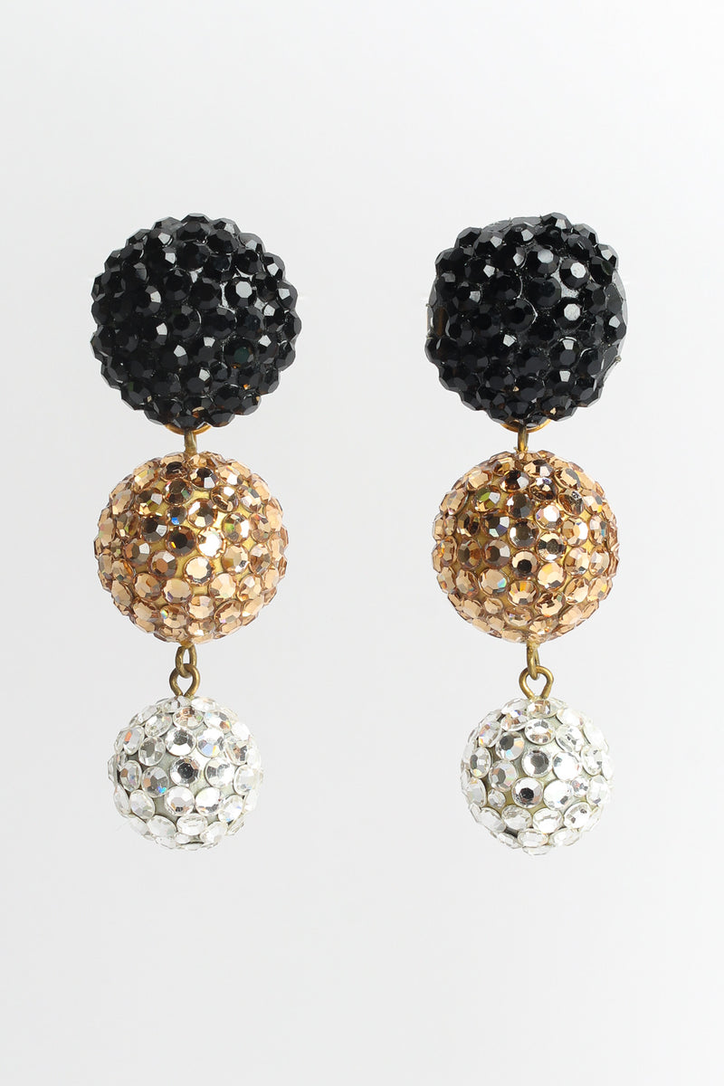 Vintage Triple Rhinestone Drop Earrings front hang @ Recess Los Angeles