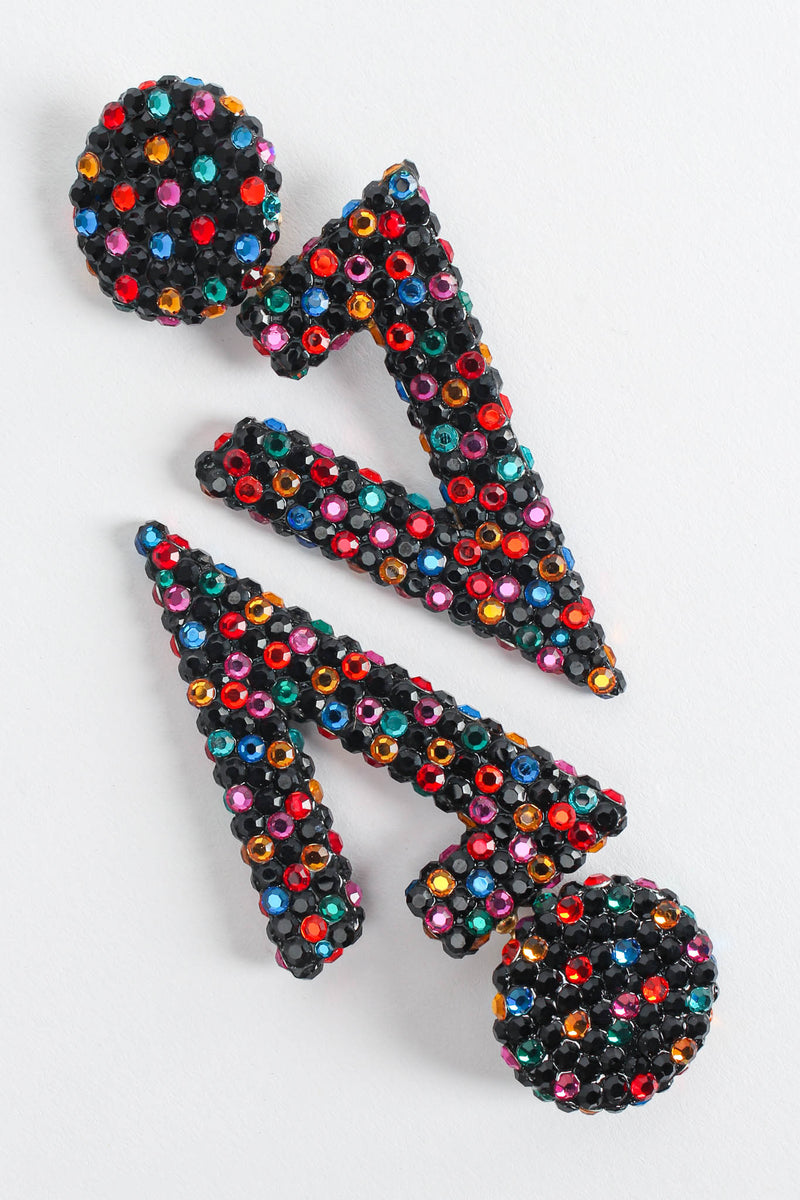 Vintage Richard Kerr Rainbow Split Triangle Earrings diagonal flat @ Recess LA