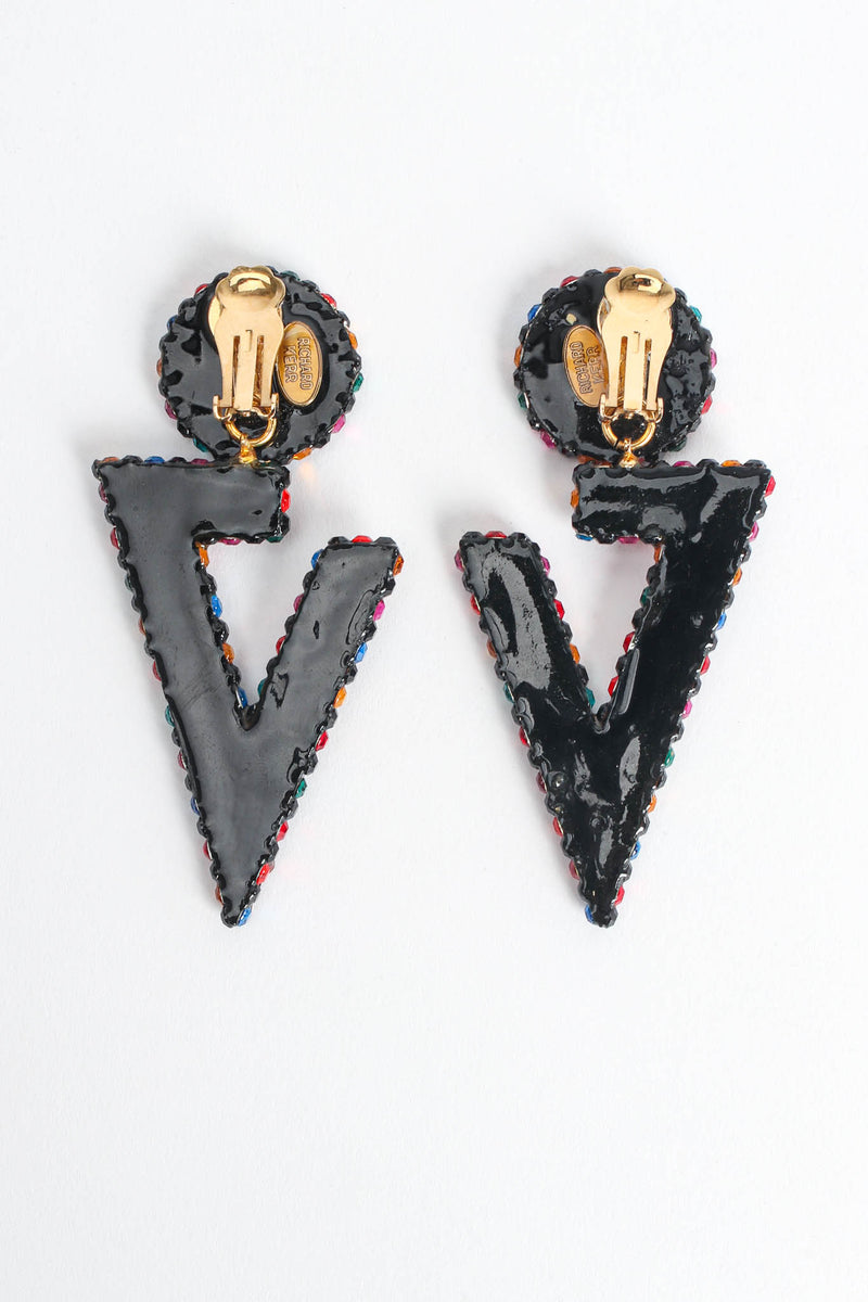 Vintage Richard Kerr Rainbow Split Triangle Earrings back flat @ Recess LA
