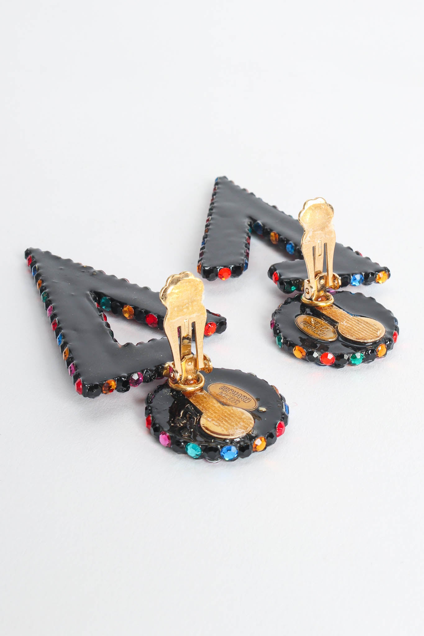 Vintage Richard Kerr Rainbow Split Triangle Earrings open back @ Recess LA