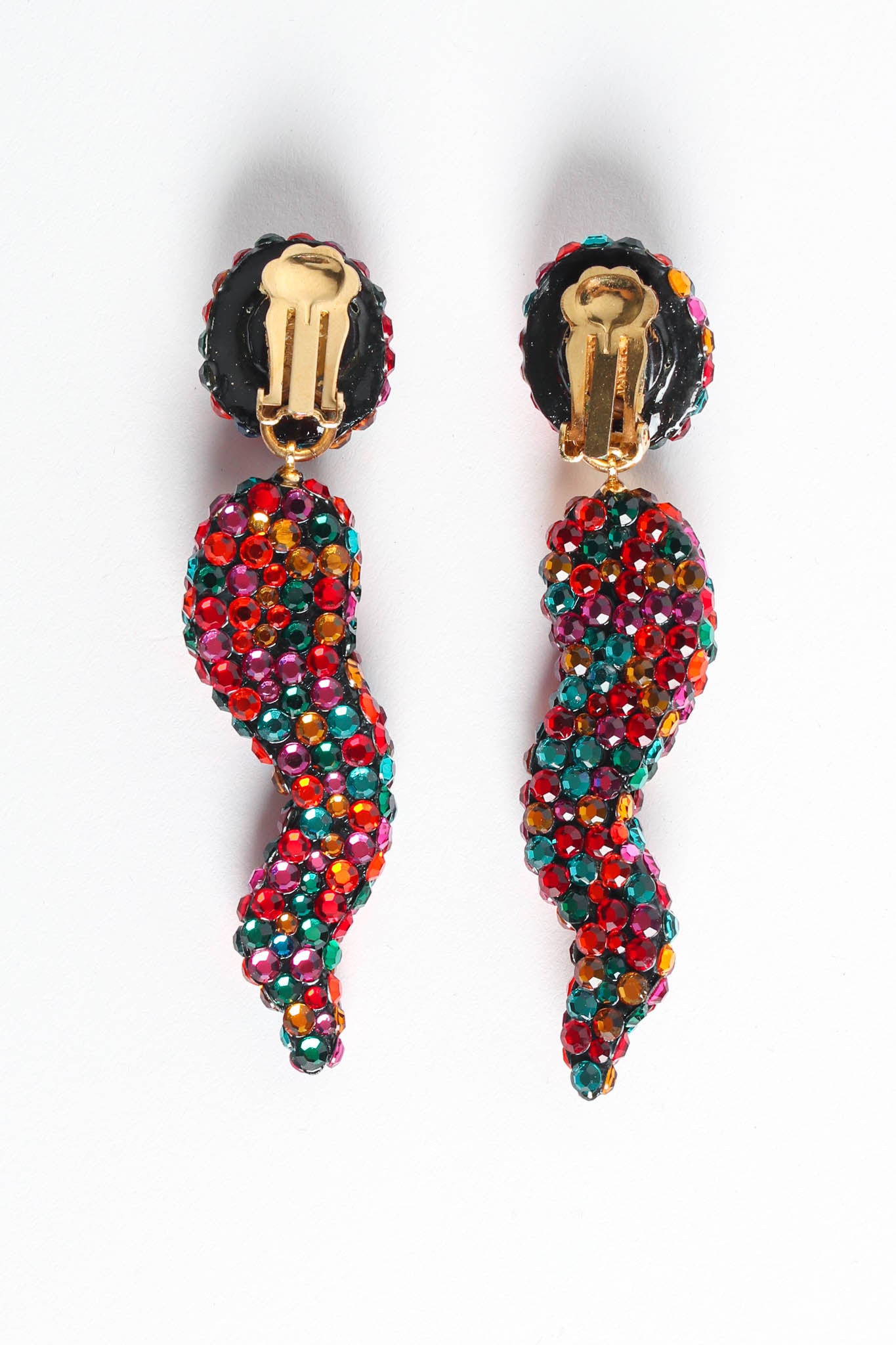 Vintage Richard Kerr Rainbow Chili Pepper Earrings back pair @ Recess LA