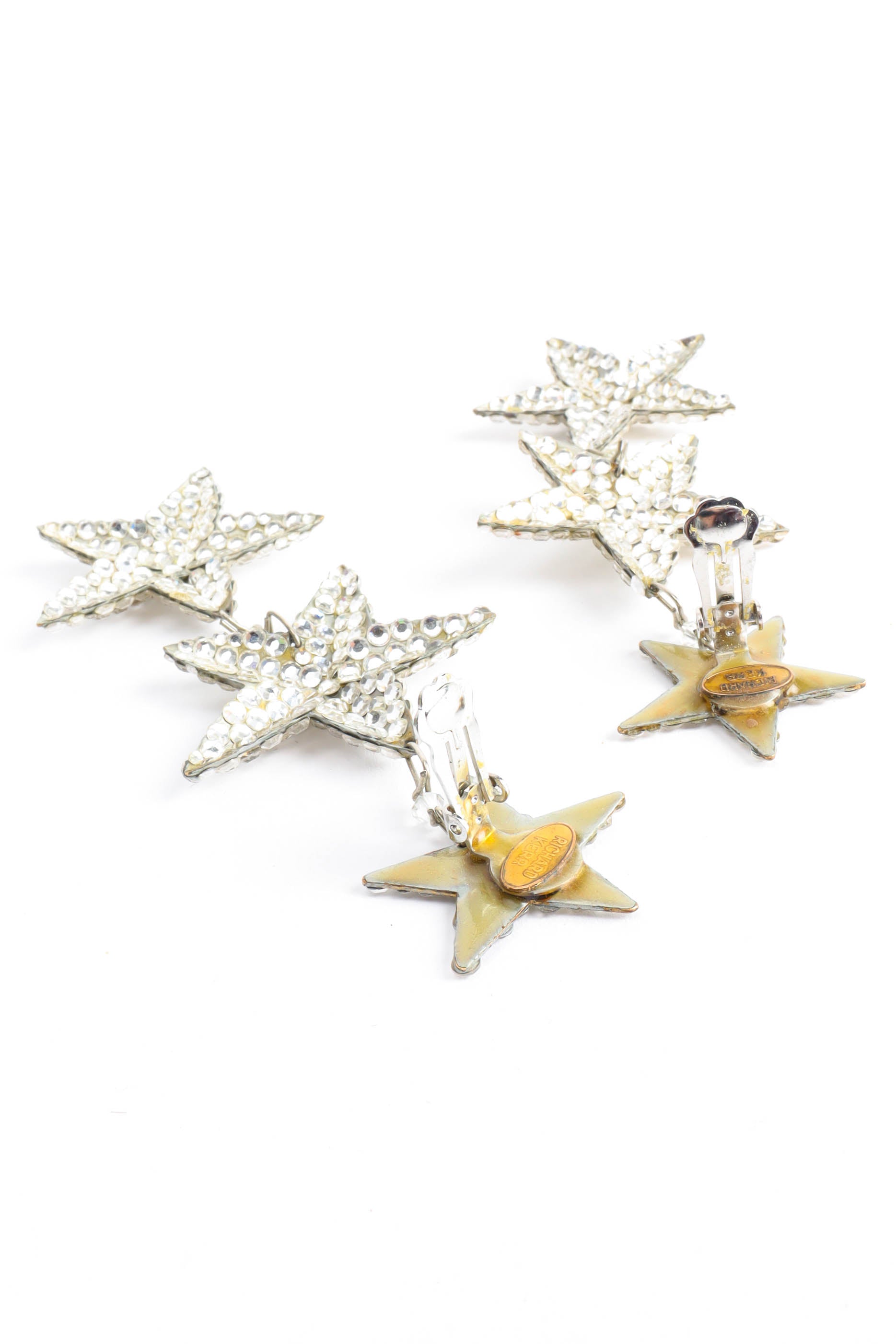 Vintage Richard Kerr Triple Star Chandelier Earrings backing opened @ Recess Los Angeles