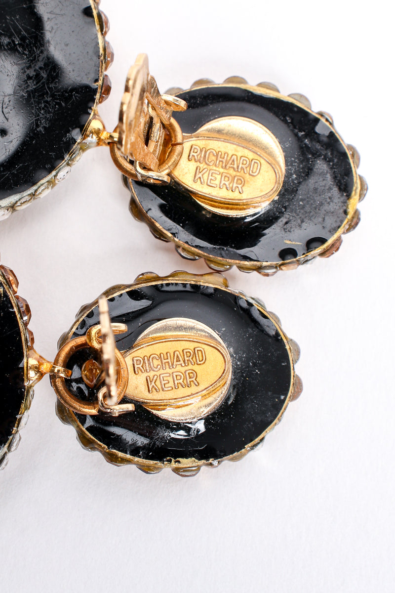 Vintage Richard Kerr Champagne Crystal Swirl Hoop Earrings signature cartouche at Recess Los Angeles