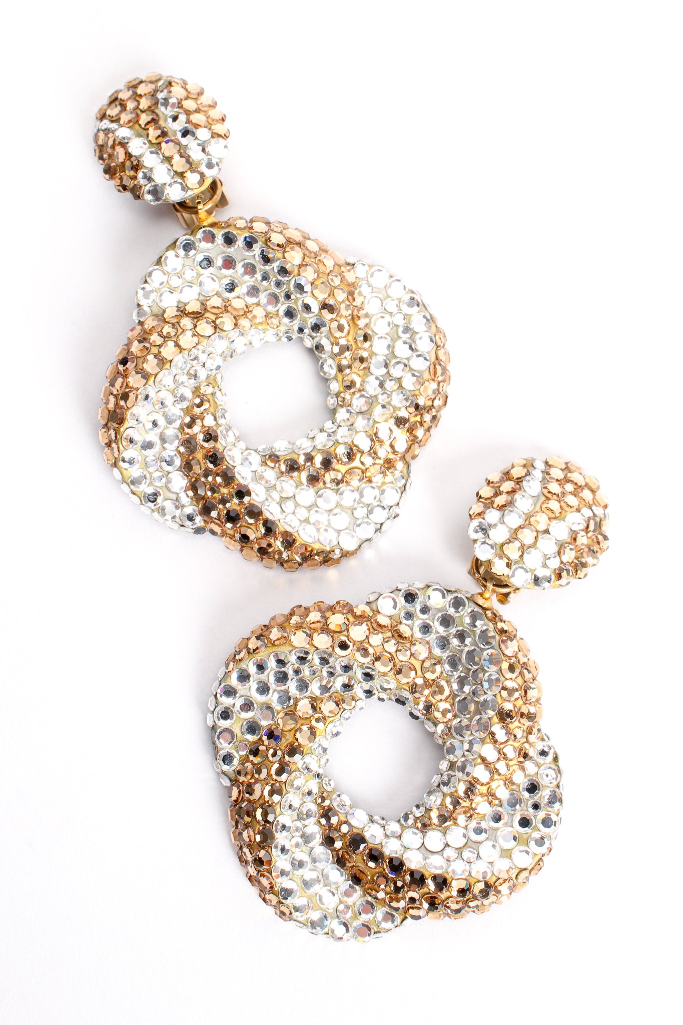 Vintage Richard Kerr Champagne Crystal Swirl Hoop Earrings at Recess Los Angeles