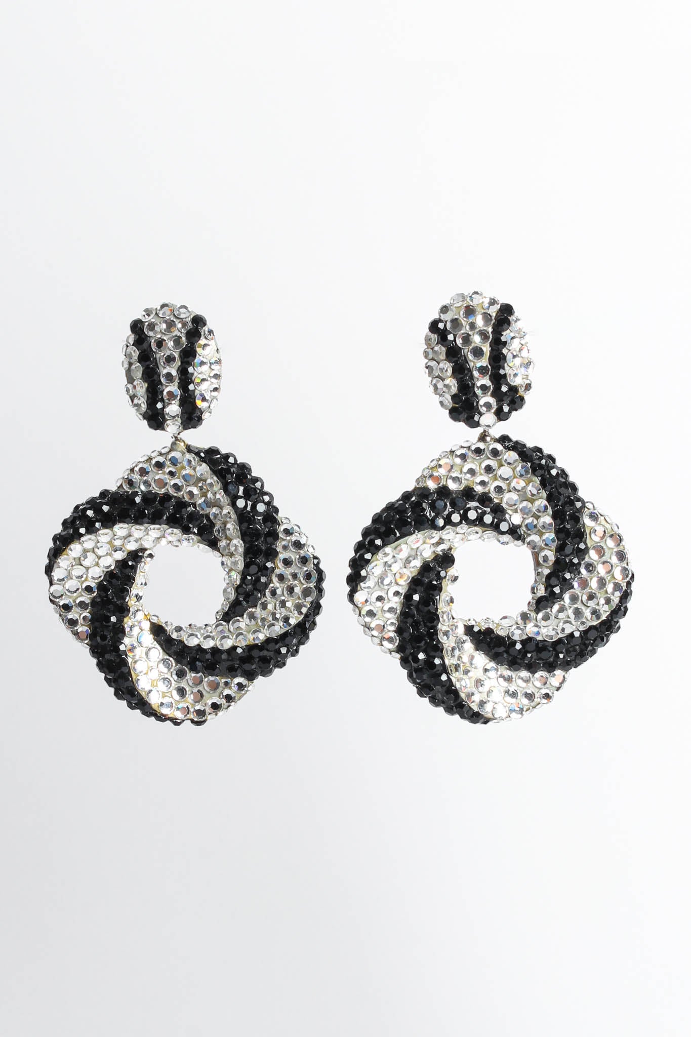 Vintage Richard Kerr Swirl Knot Rhinestone Earrings front hang  @ Recess LA