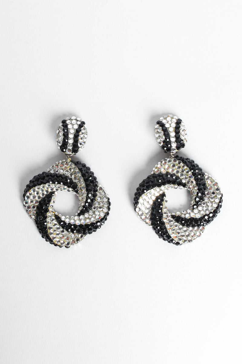 Vintage Richard Kerr Swirl Knot Rhinestone Earrings flat front @ Recess LA