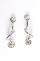 Vintage Richard Kerr Crystal Rhinestone Swirl Drop Earrings flat at Recess Los Angeles