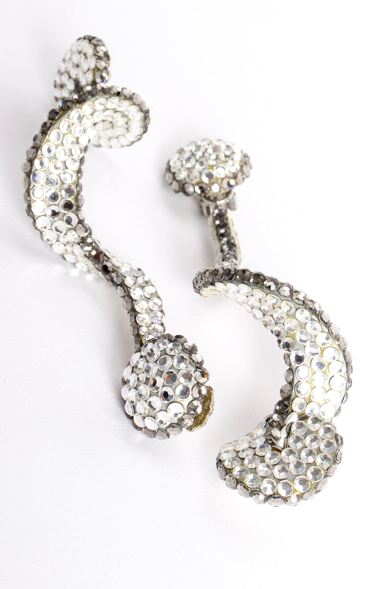 Vintage Richard Kerr Crystal Rhinestone Swirl Drop Earrings detail at Recess Los Angeles