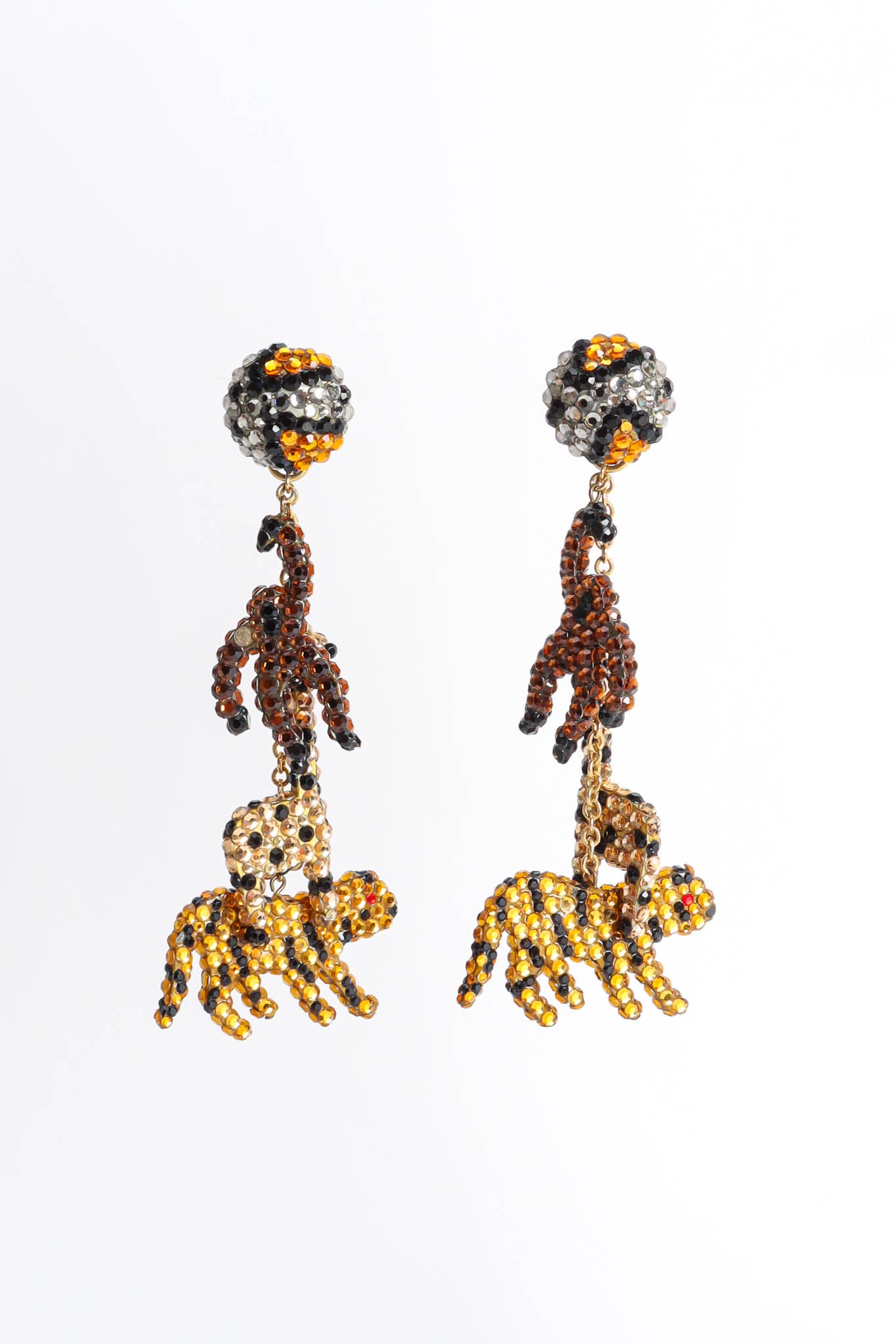 Vintage Richard Kerr Safari Animal Rhinestone Earrings hanging front @ Recess Los Angeles