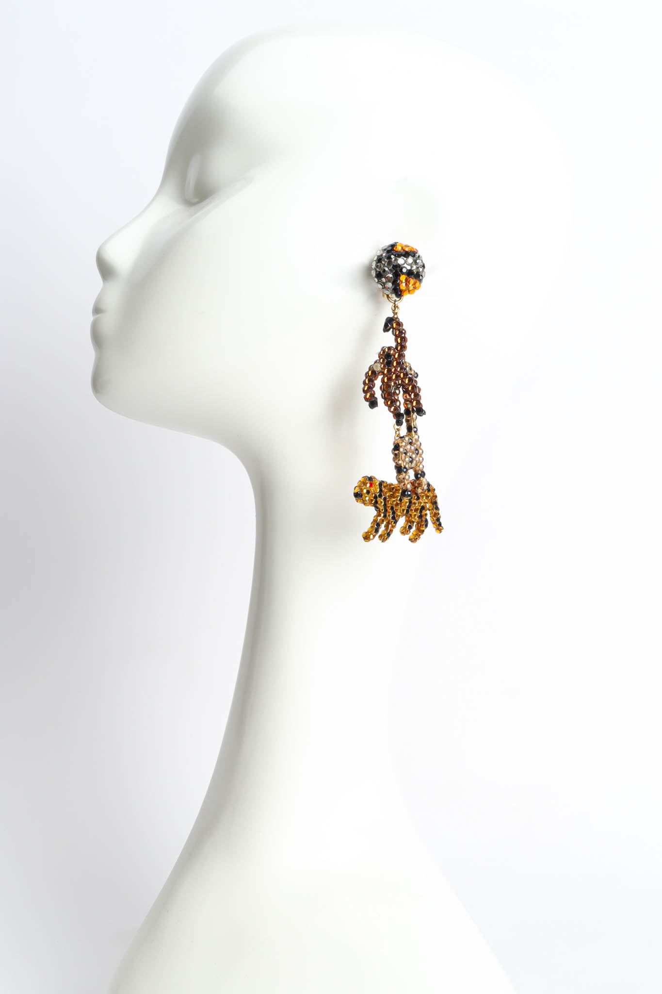 Vintage Richard Kerr Safari Animal Rhinestone Earrings on mannequin @ Recess Los Angeles