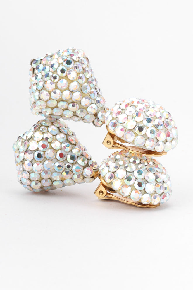 Recess Los Angeles Vintage Richard Kerr Swarovski AB Aurora Borealis Crystal Kiss Drop Earrings