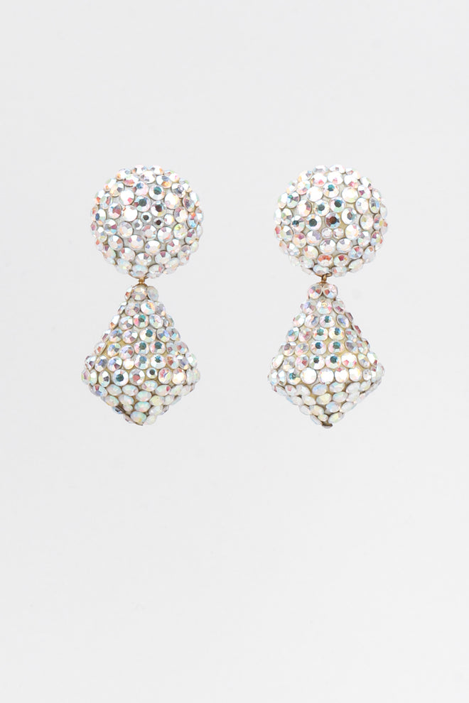 Recess Los Angeles Vintage Richard Kerr Swarovski AB Aurora Borealis Crystal Kiss Drop Earrings