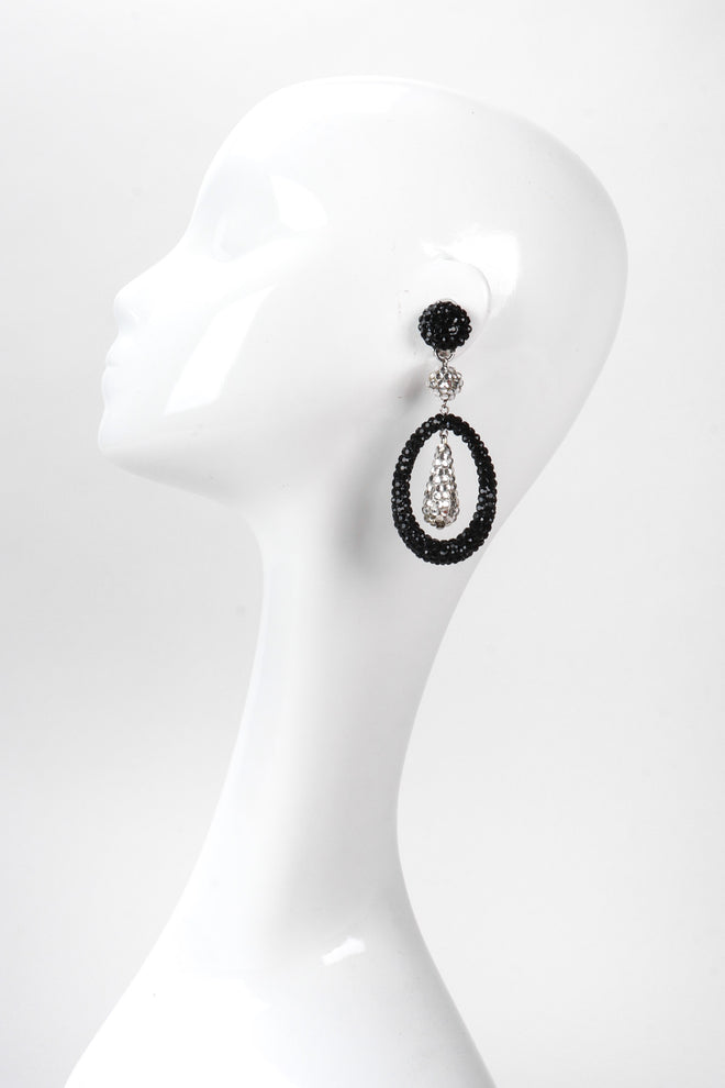 Recess Los Angeles Vintage Richard Kerr Swarovski Crystal Drop Hoop Earrings