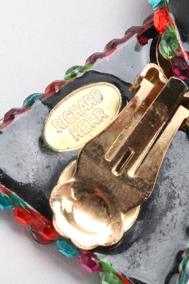 Recess Los Angeles Vintage Richard Kerr Tropical Crystal Triangle Point Wavy Hoop Earrings