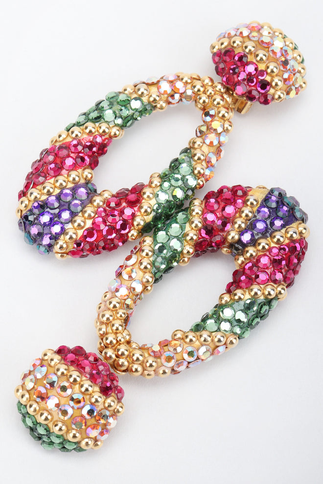 Recess Los Angeles Vintage Richard Kerr Crystal Oval Hoop Drop Clip On Earrings Jasmine Aladdin