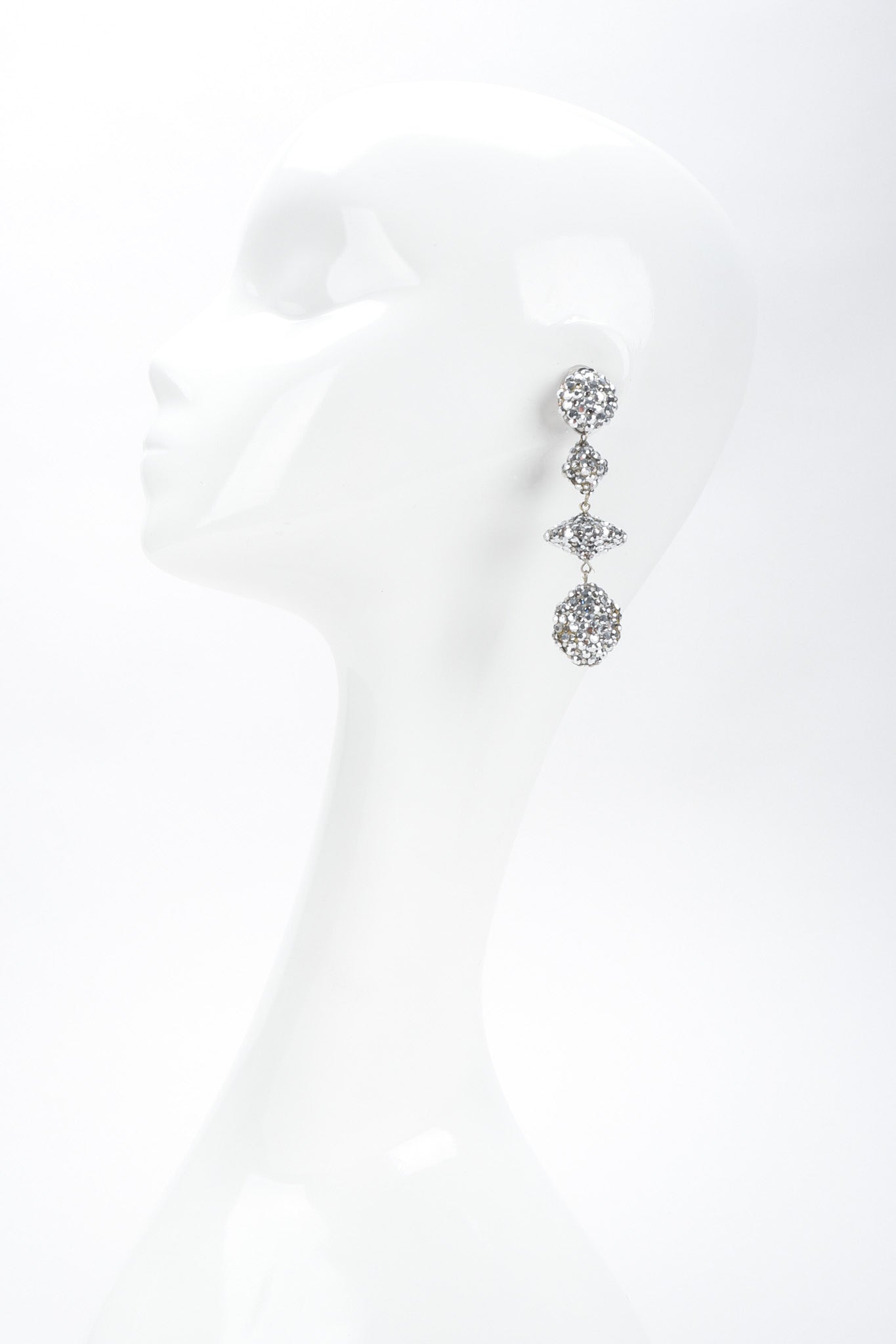 Recess Los Angeles Vintage Richard Kerr Galactic Mercury Crystal Saucer Drop Earrings