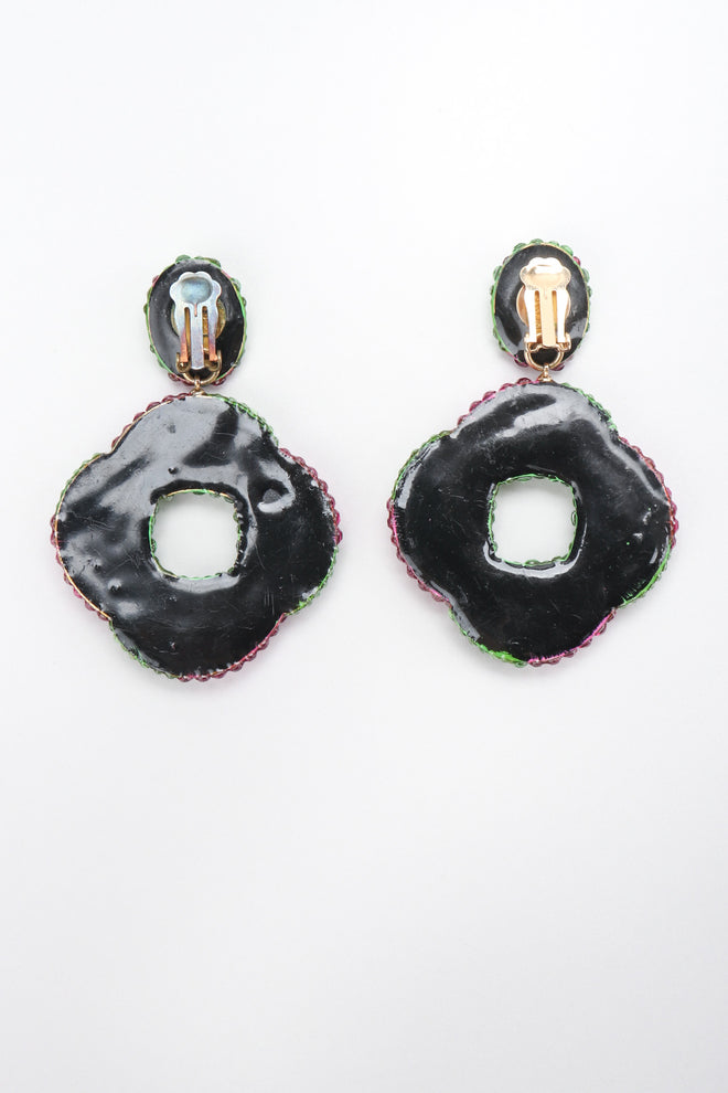 Recess Los Angeles Vintage Richard Kerr Purple Green 90s Swirled Hoop Earrings