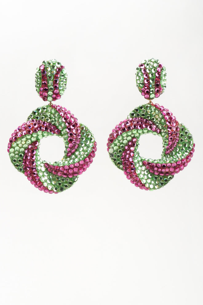 Recess Los Angeles Vintage Richard Kerr Purple Green 90s Swirled Hoop Earrings
