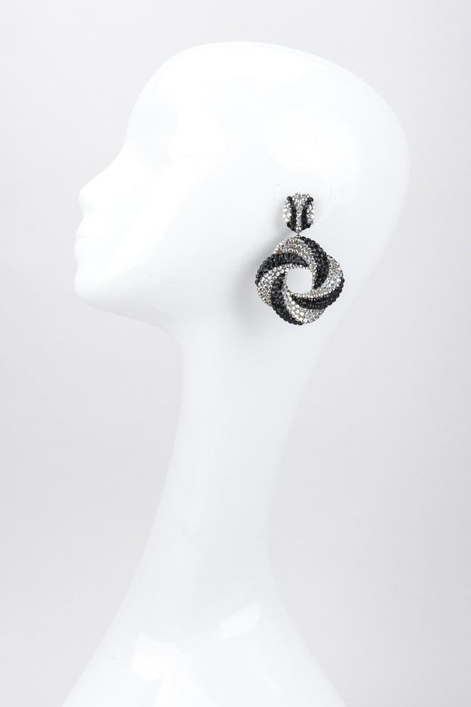 Recess Los Angeles Vintage Richard Kerr Swarovski Crystal Swirl Hoop Earrings