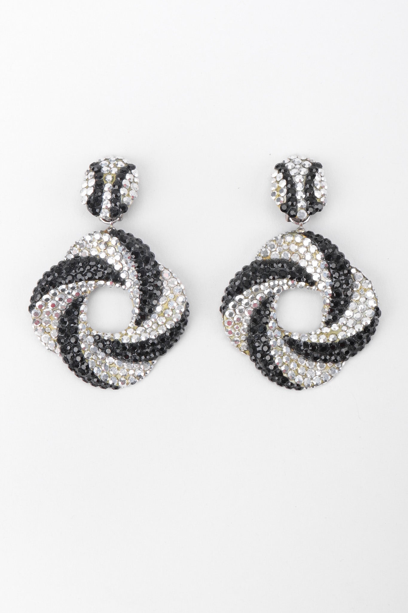 Recess Los Angeles Vintage Richard Kerr Swarovski Crystal Swirl Hoop Earrings