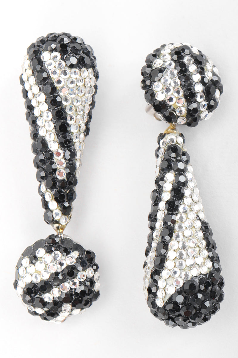Recess Designer Consignment Vintage Richard Kerr Crystal Zebra Drop Earrings Los Angeles Resale Recycled