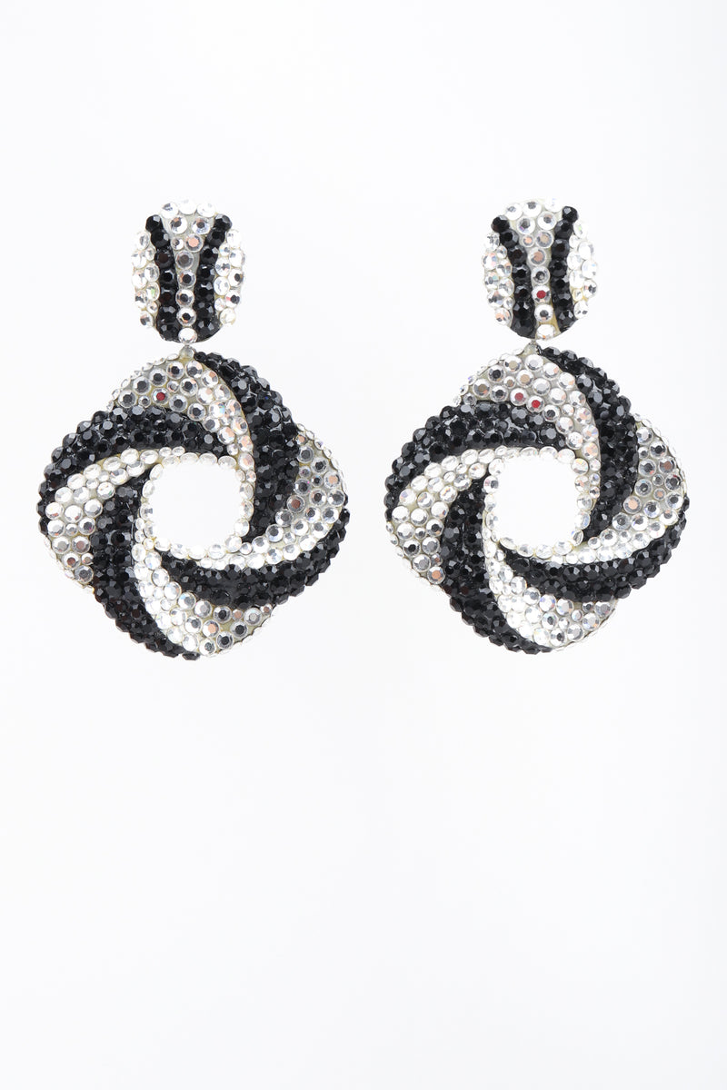 Recess Los Angeles Designer Consignment Vintage Richard Kerr Rhinestone Crystal Swirl Hoop Earrings