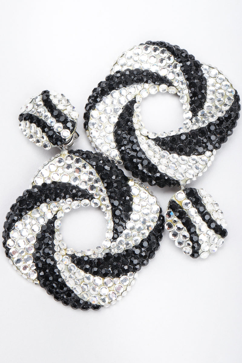 Recess Los Angeles Designer Consignment Vintage Richard Kerr Rhinestone Crystal Swirl Hoop Earrings