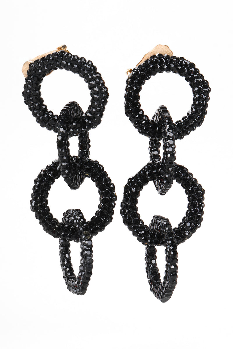 Recess Los Angeles Vintage Richard Kerr Swarovski Crystal Hoop Chain Link Drop Earrings